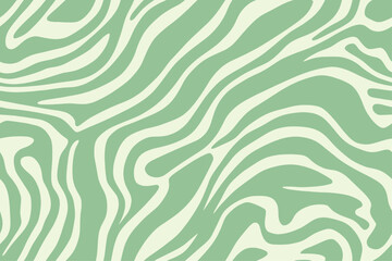 Light green zebra pattern with wavy lines, vector seamless pattern distorted wallpaper