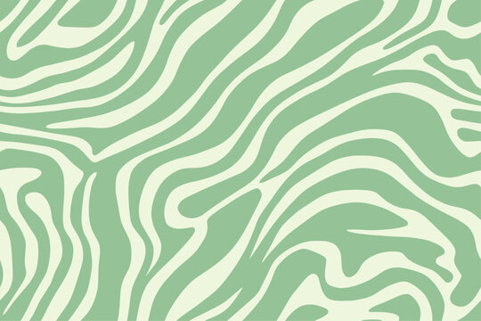 Light green zebra pattern with wavy lines, vector seamless pattern distorted wallpaper