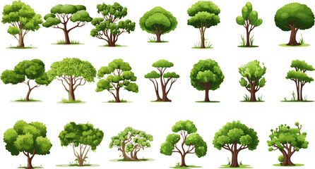 tree set graphic clipart design white background.