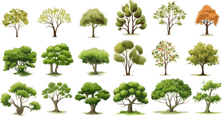 tree set graphic clipart design white background.