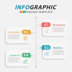 Infographic template. 4 Step timeline journey, Flat simple infographics design template. presentation graph. Business concept with numbers 4 options or steps vector illustration.