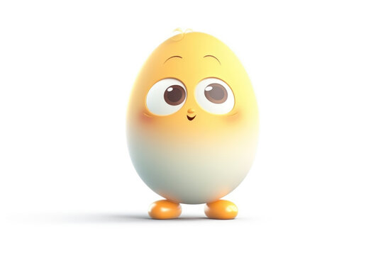 Cute egg character isolated on white background