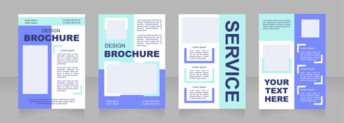 Advertisement service blue blank brochure layout design. Promotional event. Vertical poster template set with empty copy space for text. Premade corporate report collection. Editable flyer paper pages