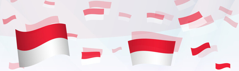 Indonesia flag-themed abstract design on a banner. Abstract background design with National flags.