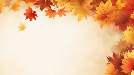 Naklejka na ściany i meble Autumn style template with yellow leaves with copy space
