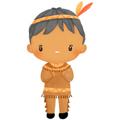 Festive Delight Adorable Indian Boy Cartoon Character Celebrating Thanksgiving.