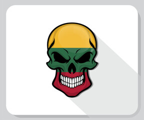 Lithuania Skull Scary Flag Icon
