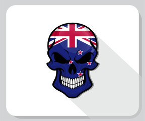 New Zealand Skull Scary Flag Icon
