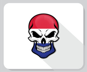 Netherlands Skull Scary Flag Icon
