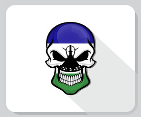 Lesotho Skull Scary Flag Icon
