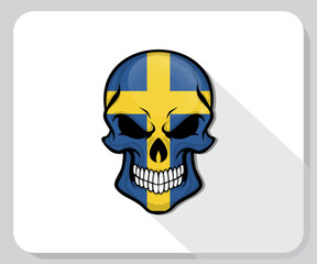 Sweden Skull Scary Flag Icon
