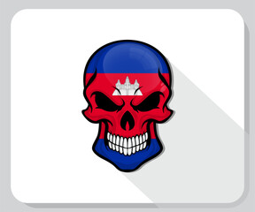 Cambodia Skull Scary Flag Icon
