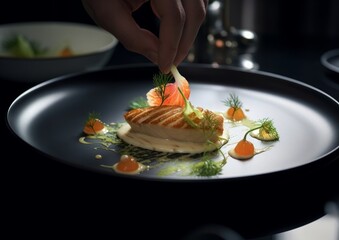Sole Meunière being served at a fine dining restaurant on a unique, artistic plate