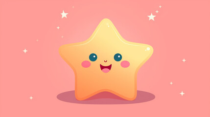 Cute star character illustration isolated on pastel background