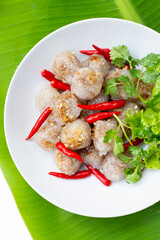 Tapioca balls with pork filling