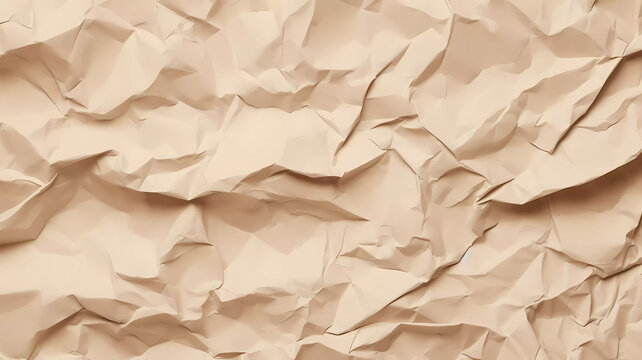 Beige crumpled paper background. Generative ai design.
