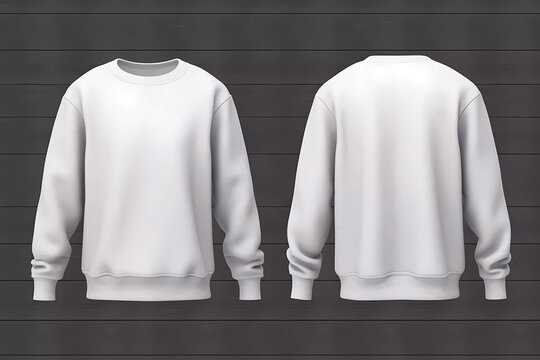 Blank white sweatshirt mock up front and back view. Generative ai design.