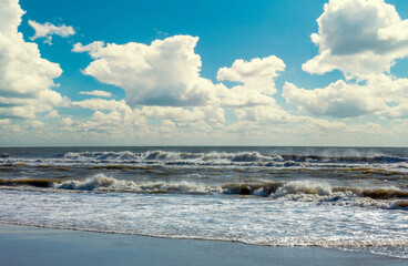 Seascape in the evening. Stormy sea