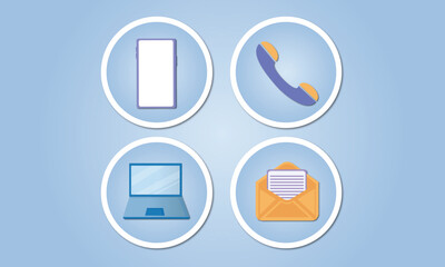 communication icons.on blue background.Vector Design Illustration.
