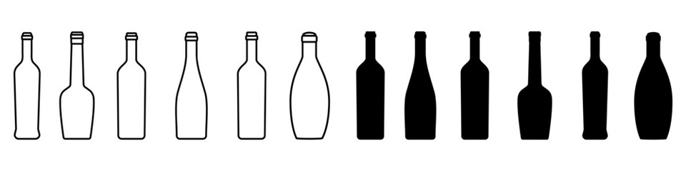 Wine bottle icon vector set. Wine illustration sign collection. bottle symbol or logo.