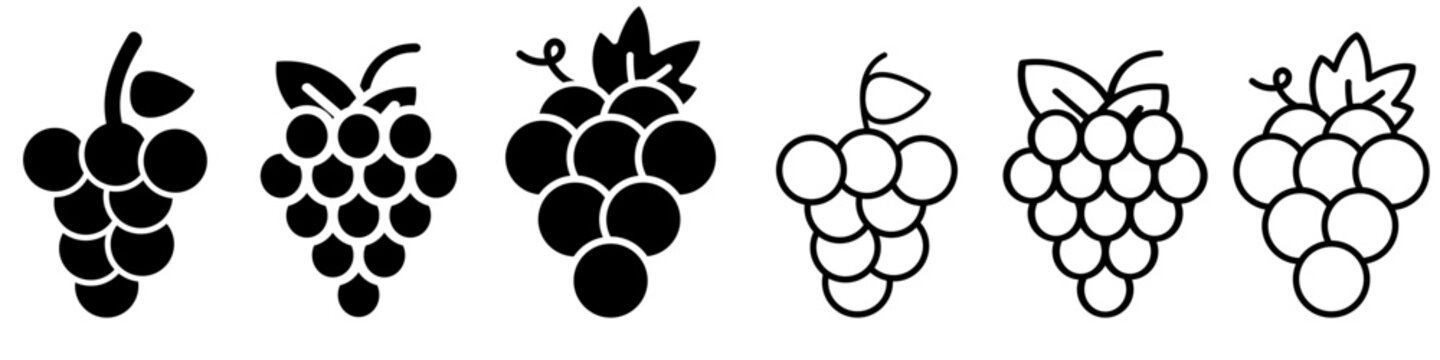 Grape icon vector set. Wine illustration sign collection. Wine making symbol. Vineyard logo.