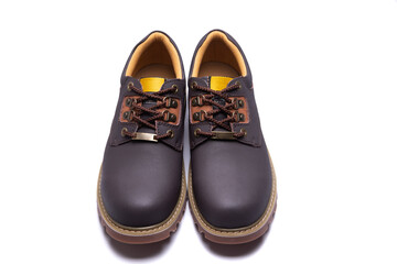 Men's casual work boots on a white Isolate background