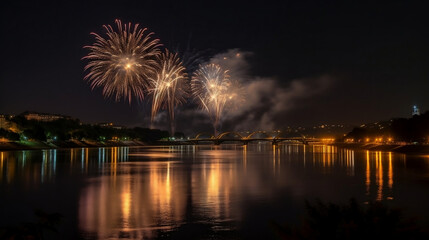 fireworks over the river, Generative Ai