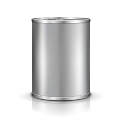 Tin can. Canned metal packaging. Metal container for food products. Vector template for your design.