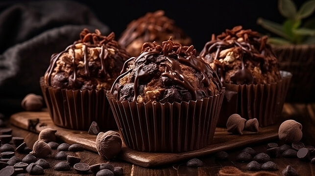 muffins with chocolate, Generative Ai