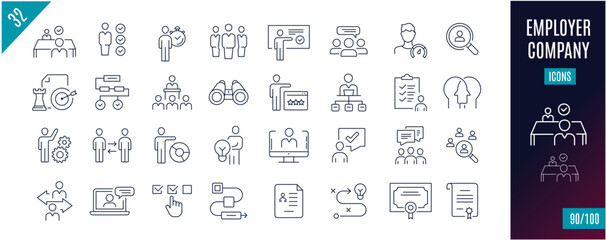 Best collection Employer line icons. jobs, teamwork, recrutement