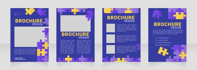 Patient support blank brochure design. Template set with copy space for text. Premade corporate reports collection. Editable 4 paper pages. Roboto Black, Roboto, Nunito Light fonts used