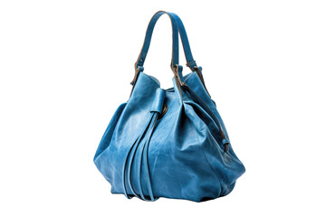 Blue Hobo Bag On Isolated Transparent Background, Png. Generative AI