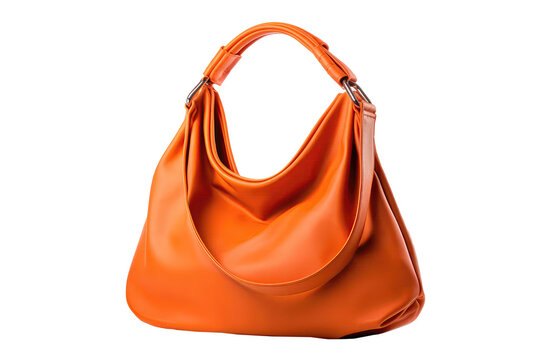 Orange Hobo Bag On Isolated Transparent Background, Png. Generative AI
