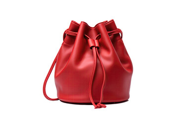 Red Bucket Bag On Isolated Transparent Background, Png. Generative AI