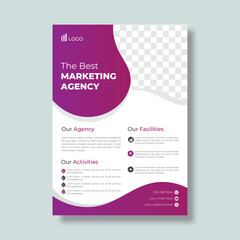 Modern corporate flyer A4 vector template for digital marketing agency, suitable for business poster layout, corporate banners, and leaflets, cover page, perfect for creative professional business