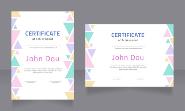 Achievement in spanish certificate design template set. Vector diploma with customized copyspace and borders. Printable document for awards and recognition. Cairo, Calibri Regular fonts used