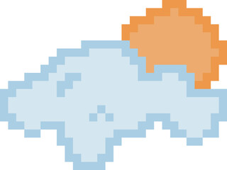 pixel cloud and sun