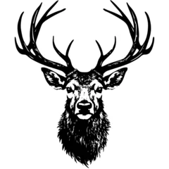 Foto op Plexiglas Deer Head Silhouette Hand Drawn Vector Illustration. Elk Symbol Graphic Element © Creative Journey