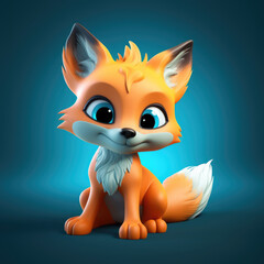 Obraz premium Baby Fox on solid colored background