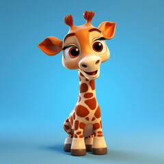 Baby Giraffe on solid colored background
