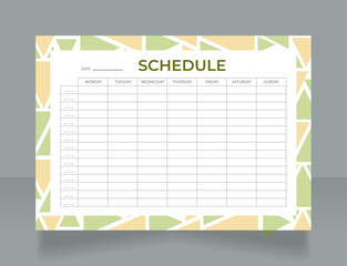 Music school schedule worksheet design template. Printable goal setting sheet. Editable time management sample. Scheduling page for organizing personal tasks. Montserrat, Myriad Pro fonts used