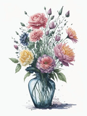 vase of flowers clipart white background