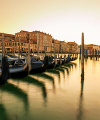 View of Venice and its lagoon at sunset