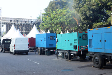Industrial generator power. Mobile backup power supply generator for emergency.