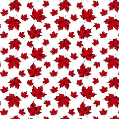 pattern with red maple leaves