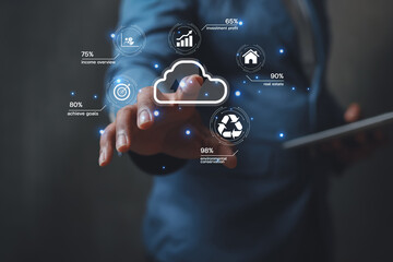 cloud technology concept global network of future information system Global business information exchange on the Internet for telecommunication