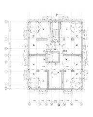 Multistory building floor plan layout, vector blueprint of terraces and technical areas