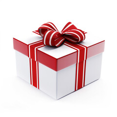 Obraz premium Gift box in the shape of a cube tied with a ribbon on a white background. Stylish packaging of goods, presentation. Festive design concept. AI generated
