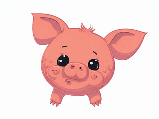vector illustration of cute pig cartoon isolated on white background