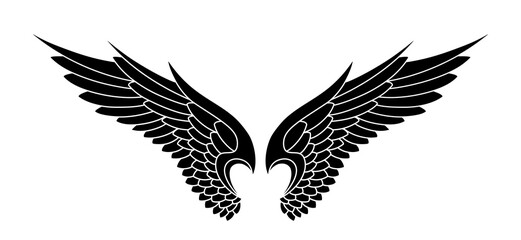 vector silhouette angel wings logo